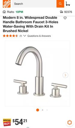 Modern 8 in. Widespread Double Handle Bathroom Faucet 3-Holes Water-Saving With Drain Kit In Brushed Nickel