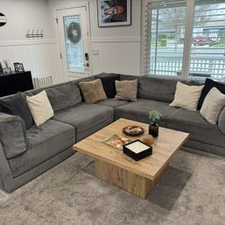 Living Spaces “Retreat” L-Shaped Sectional - Charcoal