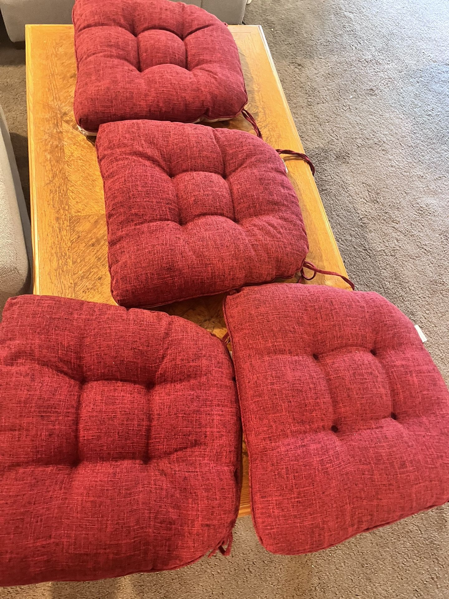 4 Red Chair Cushions (like New!)