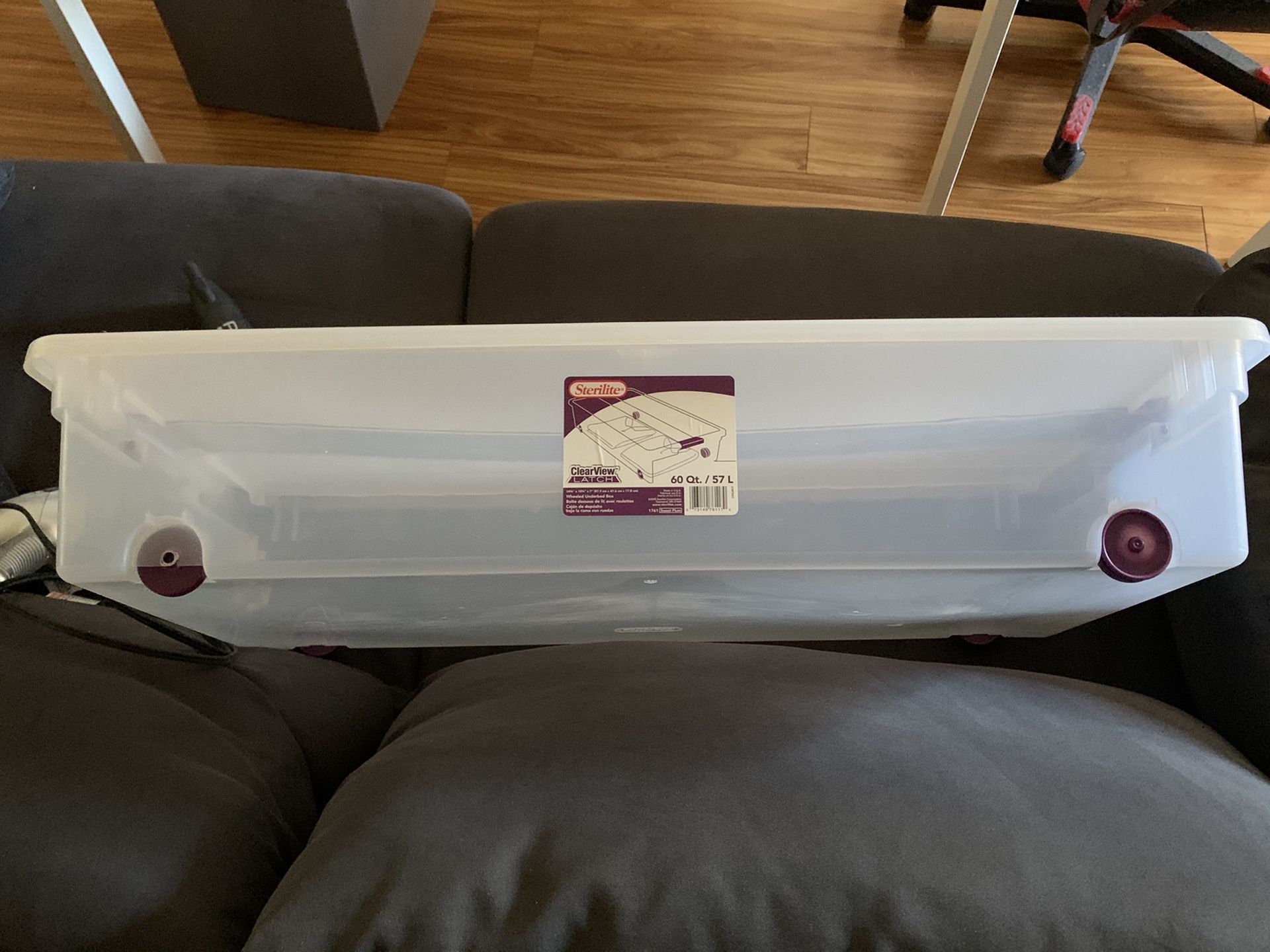 Sterilite 60qt Clear View Underbed Storage Bin with Latch Purple for