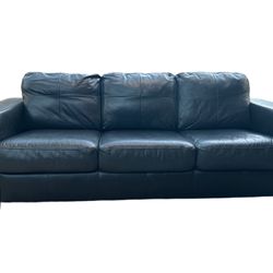 SKOGABY Leather Couch Sofa & Matching Chair BLACK