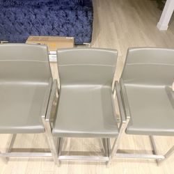 Leather and Chrome Stools 