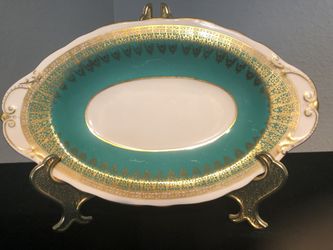 Vintage Green And Gold Tray From England