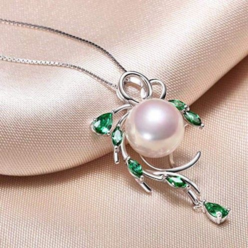 "Water Drop Leaf CZ Beautiful Pearl Necklace for Women, EVGG1005
 
  