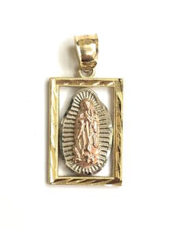 Beautiful Guadalupe religious pendant 14K FINE JEWELRY REAL GOLD.