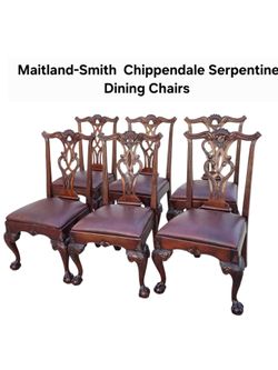 ✨ Vintage Maitland-Smith Serpentine Chippendale Dining Chairs – Set of 6 ✨