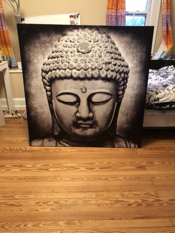 Extra Large Grayscale Buddha Painting
