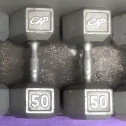 PAIR OF CAP STEEL HEX  50 LB.  DUMBBELLS 