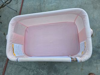 Pink Baby Bassinet with Mesh Sides