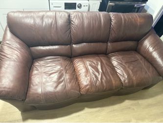 Brown leather couch