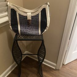 White/Blue Brahmin Purse 