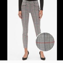 GAP Signature Plaid Pants Skinny Ankle Houndstooth Black & White Plaid Size 4