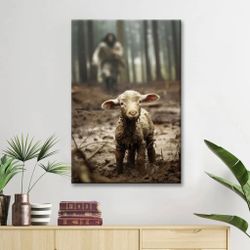 36x24 Jesus and the Lost Sheep- New!