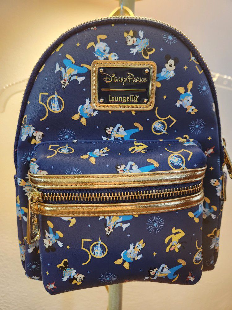 Backpack, 11"x8"x6, Blue, Disney, Parks, 50 Years, Loungefly, Brand New, Collectible,  Read Description 