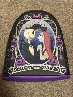 Halloween Loungefly Nightmare Before Christmas Jack & Sally Mini Backpack Black BRAND NEW