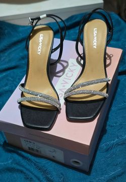 Lisa Vicky GEM-V Black Rhinestone Heeled Sandals