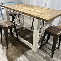 Rustic Style Dining Table With 4 Chairs 