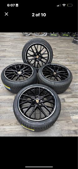 21” PORSCHE WHEELS GLOSS BLK 5x130 CAYENNE RIMS + NEW TIRES