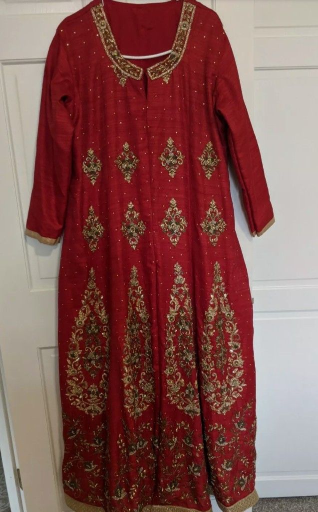 Indian pakistani party wear long dress goven zardozi heavy work 46 wide 55 long