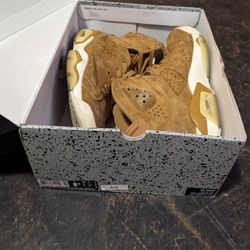 Nike Air Jordan 6 Retro Men's 8.5 Golden Harvest Wheat Mens Work Boots Brown With Og Box