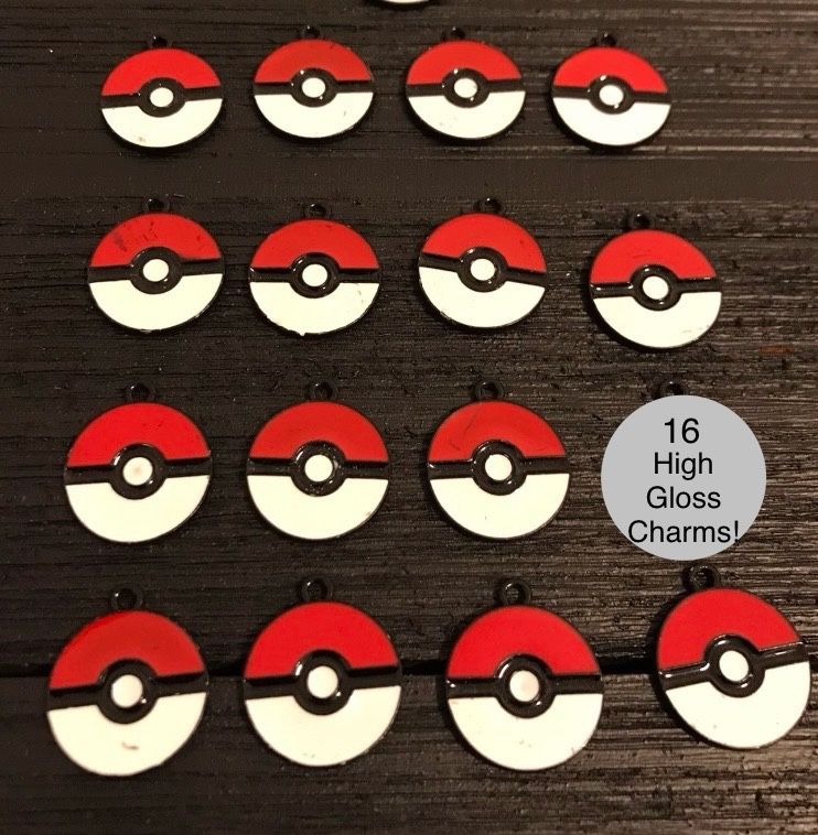 16 Poke Ball Pokemon High Gloss Metal Jewelry Charms