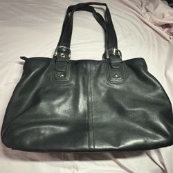 Coach Soho Black Leather Buckle Tote