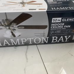 Hampton Bay Glendale III LED Indoor Ceiling Fan Brushed Nickel 52" AK338-BN