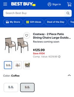 Costway 2piece Patio Dining chairs large (outdoor )