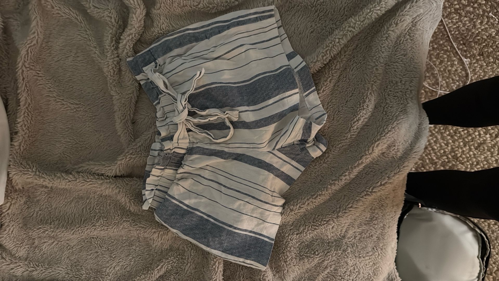 Blue And White Striped Shorts