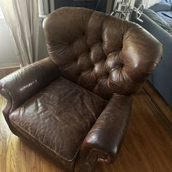 RH Restoration hardware leather Reclining Chair 