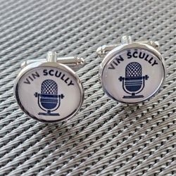 LOS ANGELES DODGERS BASEBALL CUFFLINKS VIN SCULLY MLB CUFFLINKS