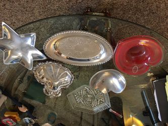 SILVER, CRYSTAL, AND PEWTER CANDY DISHES