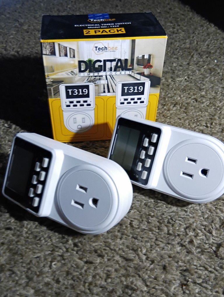 2 Pack Digital Timer Socket/ Electrical Timer Switch
