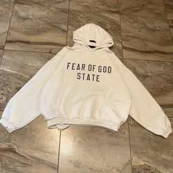 Cream Fear of God State Essentials Hoodie Size XL