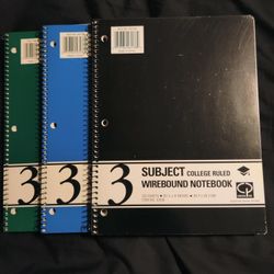 Carolina Pad 3 Subject College Ruled Notebooks (3)