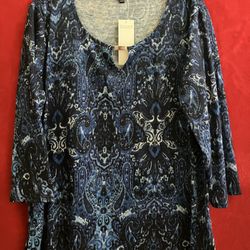 NOTATIONS TOP LONG SLEEVE SHIRT Size XL BLUE ** 100+ BRANDED BLOUSE ON SALE Now