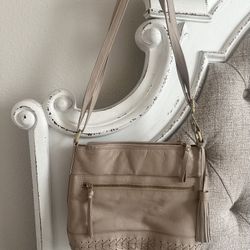 Chic Beige Leather Shoulder Bag