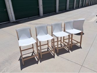 Set of 4 Modern White Counter Stools – Wood Frame
