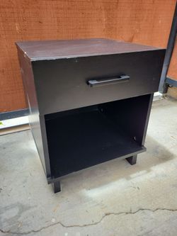 Black Nightstand / Side table with Drawer and Shelf