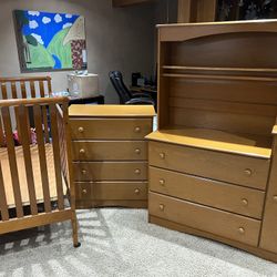 Baby Bedroom Furniture 3 Pieces  (bed, Dresser, Changing Hutch)
