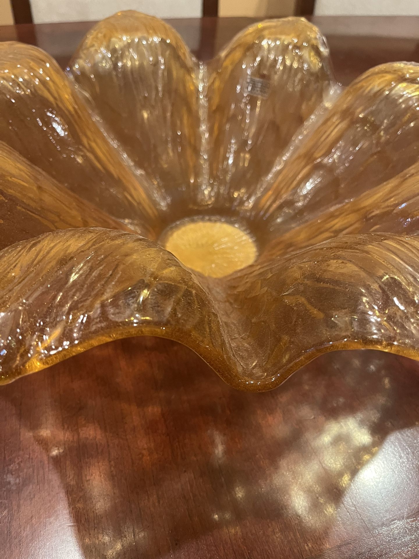 Murano Vetro Eseguito Secondo La Tecnica Dei Maestri Di Amber Clear Glass Bowl