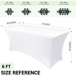 Obstal 1pack stretch spandex tablecloth 6ft fitted tablecloth