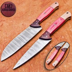 Handmade Damascus Steel Kitchen Knives Set 