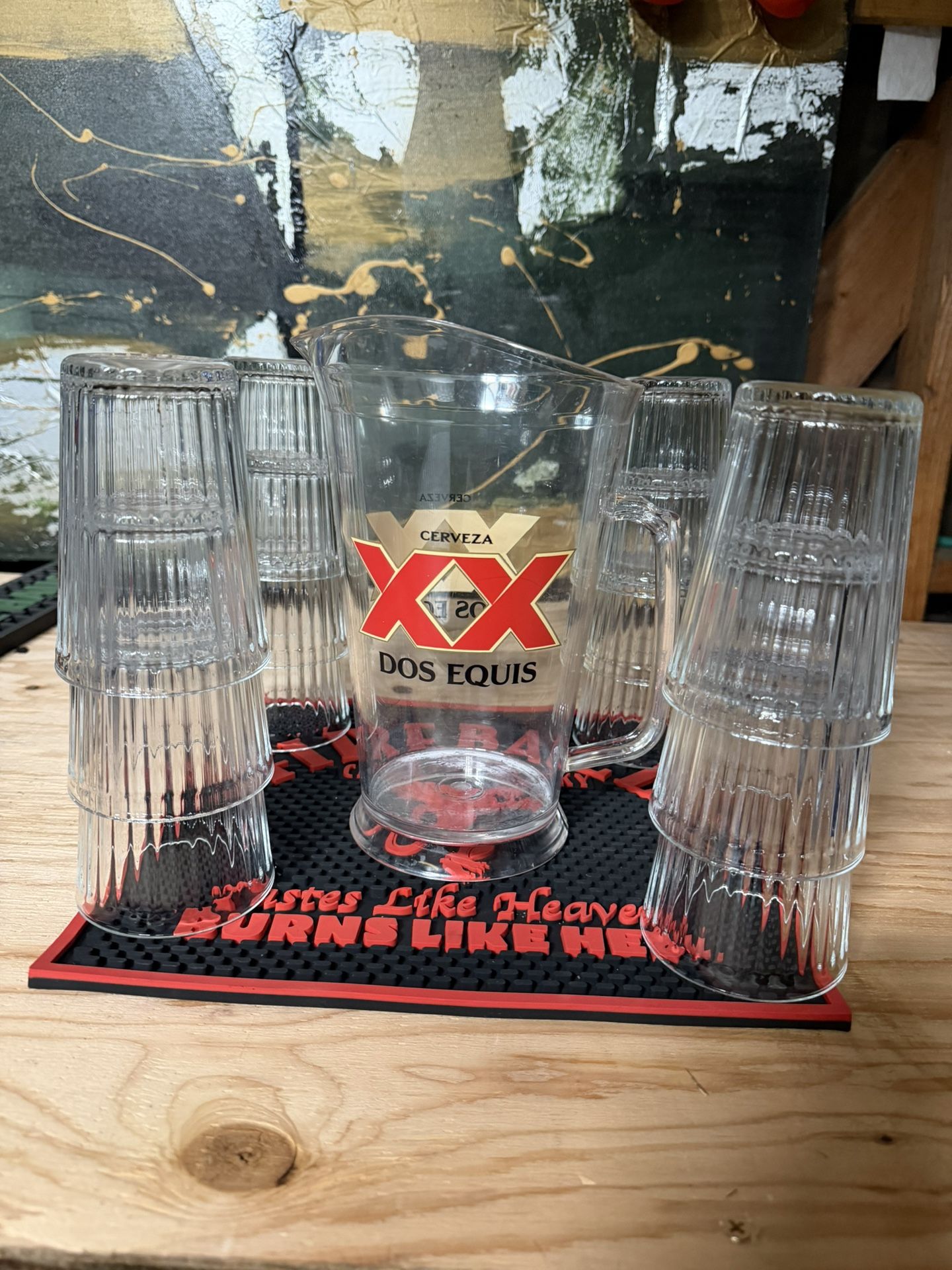 🚨🚨🚨DOS IS  EQUIS PITCHER 12 Glass Cups