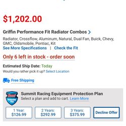 Griffin Radiator -LS Swap With Fans For LS swap