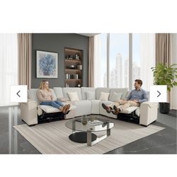 Sectional with floor lamp and coffee table