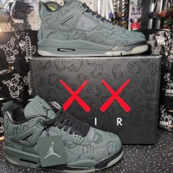 Custom Jordan 4 KAWS Olive Green F&F US 11 And 12 New