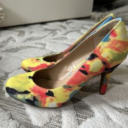 Womens High Heel Shoes Floral Pumps Size 6