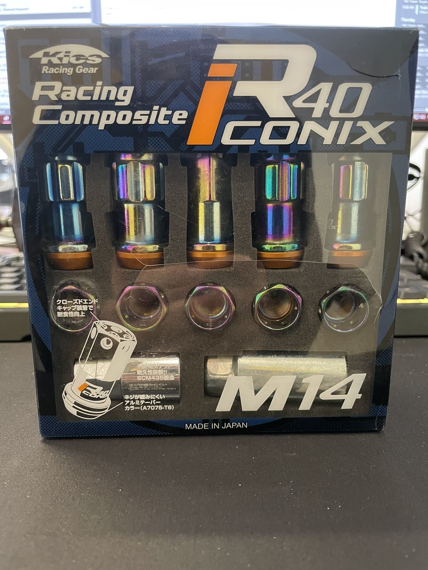 Project Kics R40 Iconix Neo Chrome Lug Nuts (16+4 Locks) - 12x1.50 (No Cap - Black Seat)