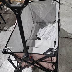 Collapsible Folding Wagon Cart, 220LBS Heavy Duty Foldable Utility Garden Cart with All Terrain Wheels & Side Storage Bag, Portable Sports Wagon for C